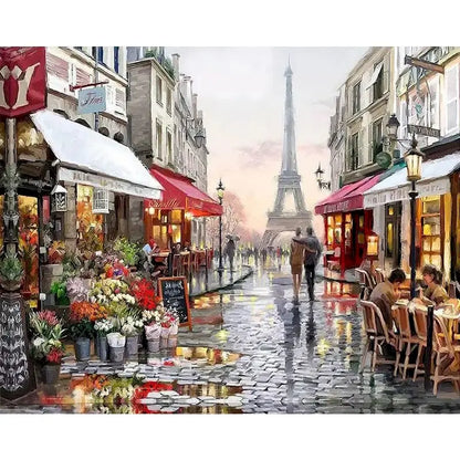 Cityscape Paint by Numbers Kit - Framed Canvas DIY Art