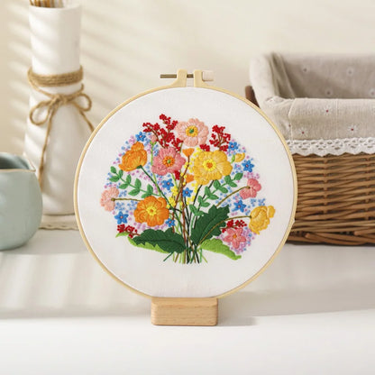 Embroidery Kit: Beginner Cross Stitch Flower Set