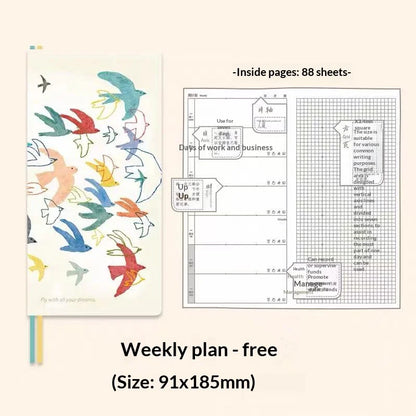 Kinbor Undated Weekly Planner Notebook, 2 Pages Per Week Illustrated Hardcover Journal with To-Do List, Portable Student Plan
