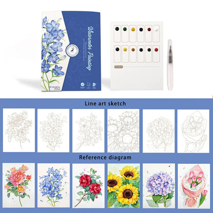 Watercolor Painting Sets - 6 Creative Kits with Paper & Pen