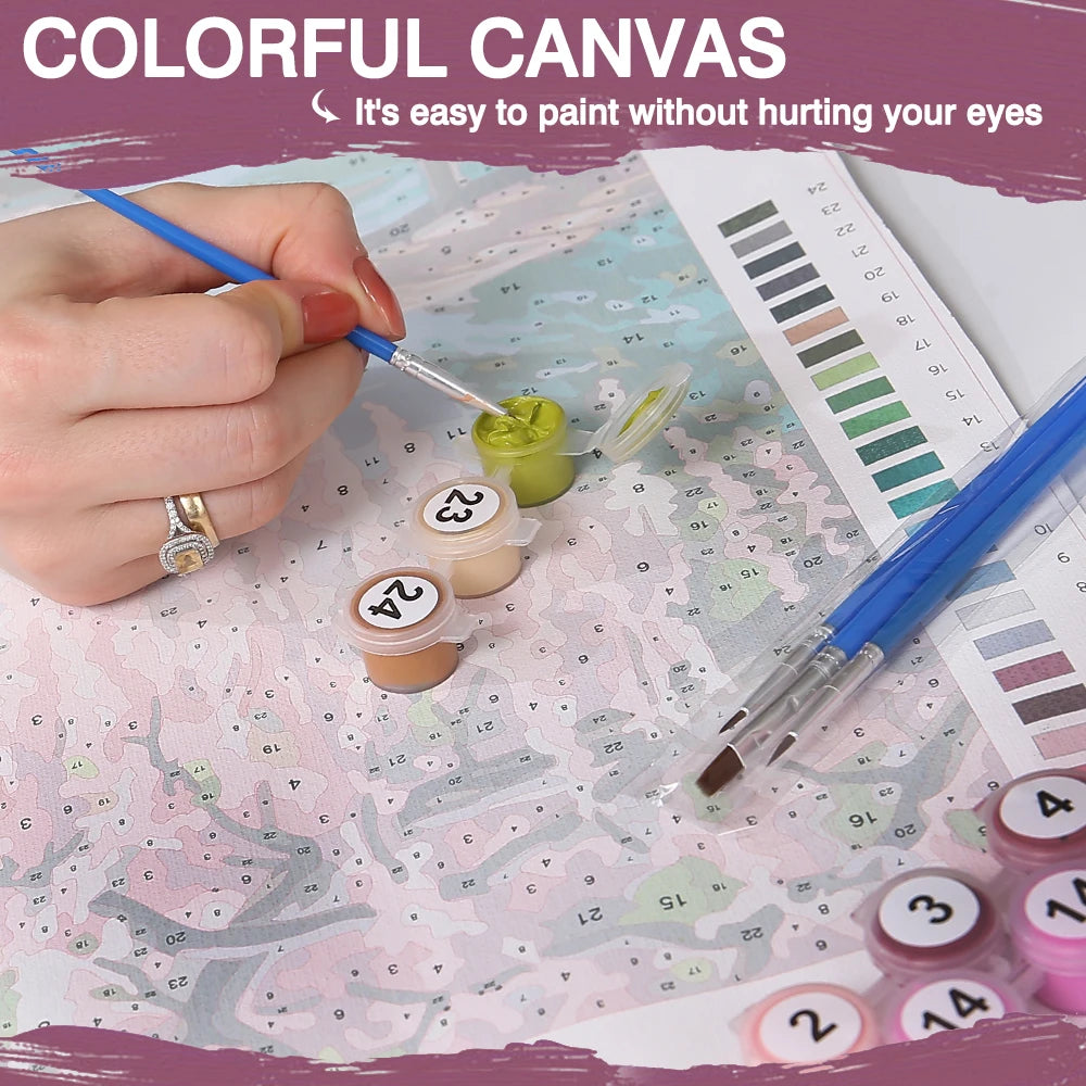 Huacan Oil Paint By Numbers Flower DIY Painting By Numbers New Collection Decorative Paintings