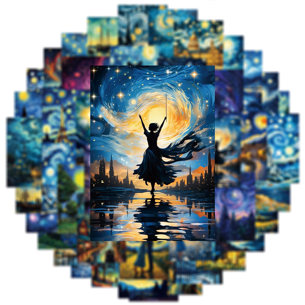 Oil Painting: Van Gogh Starry Sky Stickers - 10/30/50pcs Art Decals