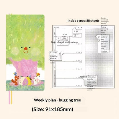 Kinbor Undated Weekly Planner Notebook, 2 Pages Per Week Illustrated Hardcover Journal with To-Do List, Portable Student Plan
