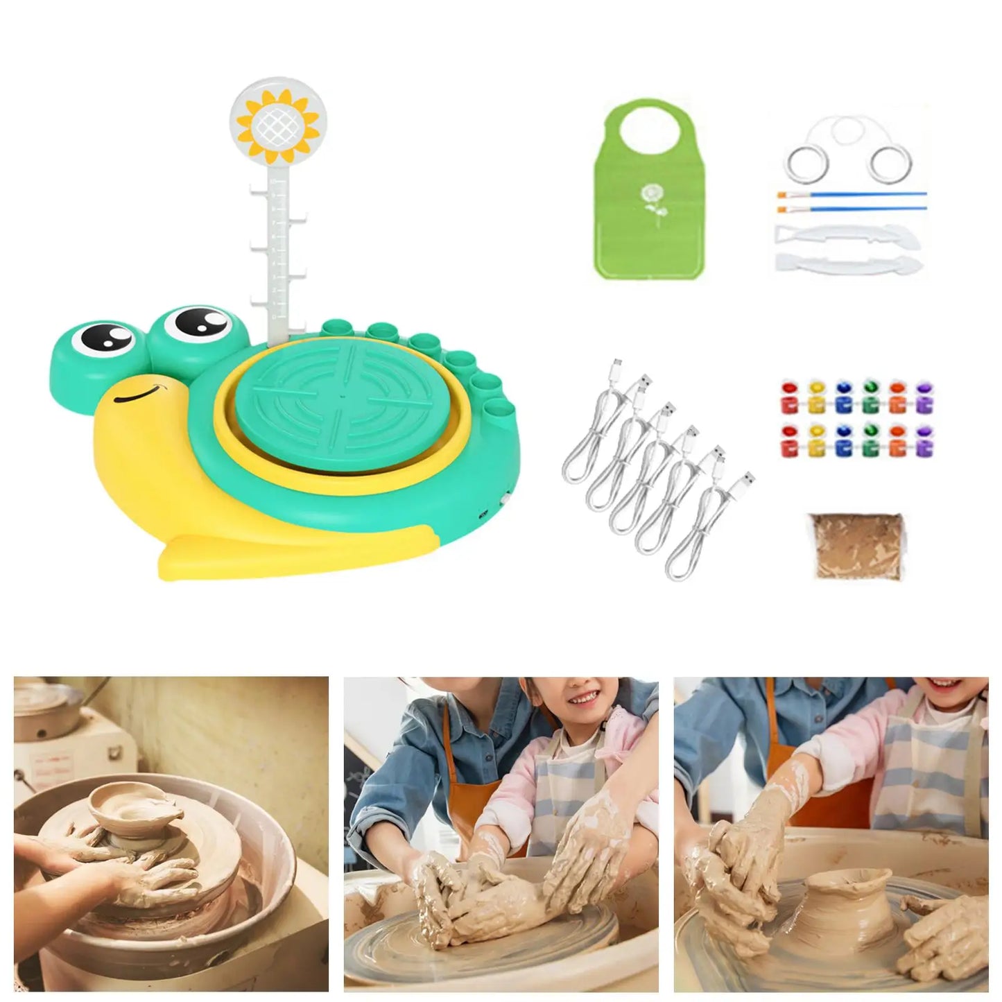 Pottery Wheel Kit: DIY Toy with Clay & Apron