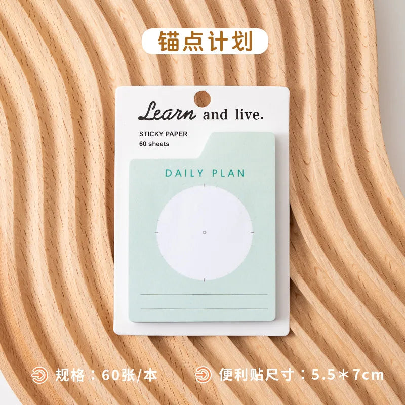 60 Pages Memo Pad Self-adhesive Mini List Note Paper Dual Daily Scheduler Planner Yearly Office Plan