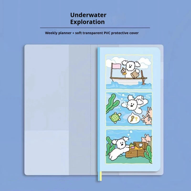 Kinbor Undated Weekly Planner Notebook, 2 Pages Per Week Illustrated Hardcover Journal with To-Do List, Portable Student Plan