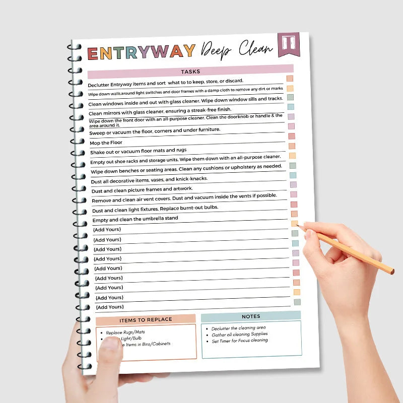 ADHD Cleaning Planner Book Bundle – Includes Home Cleaning Schedule, Weekly, Monthly, Year-Round Cleanliness Tips, Family Chore Chart