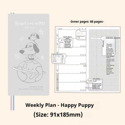 Kinbor Undated Weekly Planner Notebook, 2 Pages Per Week Illustrated Hardcover Journal with To-Do List, Portable Student Plan