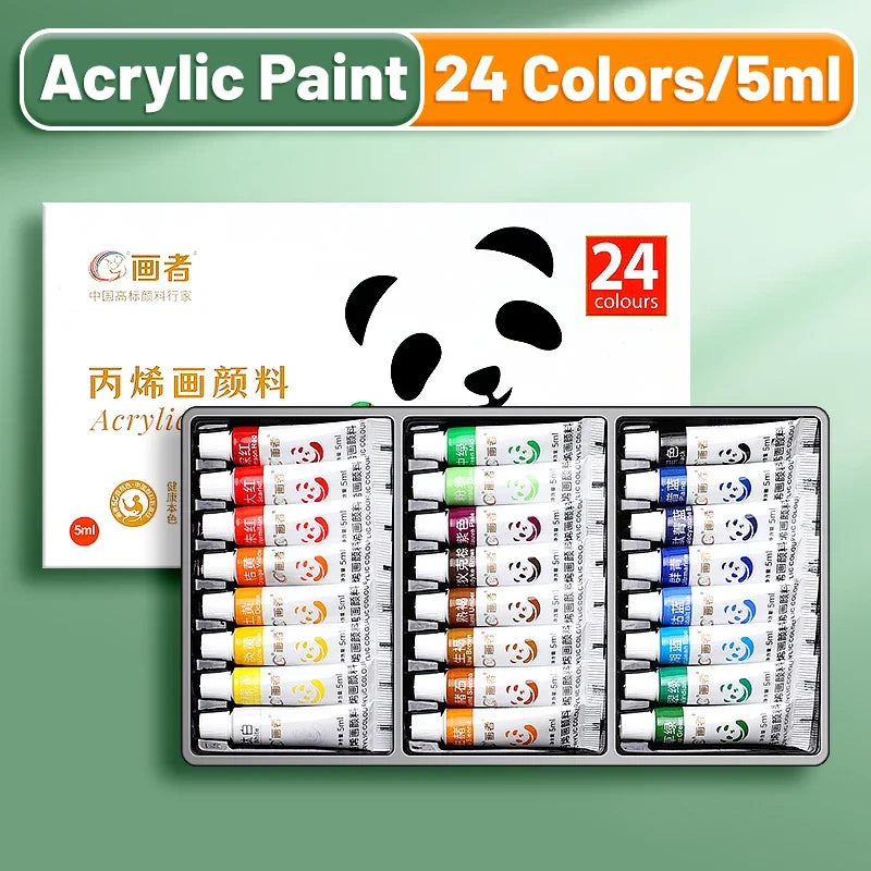 Acrylic Paint Set 12/18/24 Colors - Water-Proof Rich Pigments