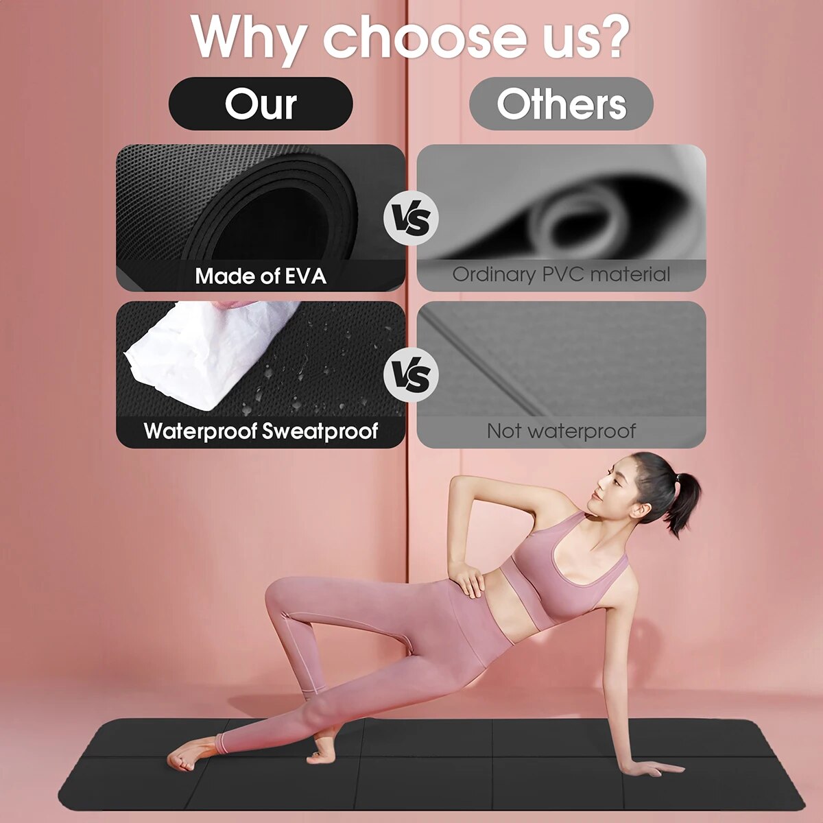 Yoga Mat 4mm EVA Foam - Comfortable Fitness & Pilates Mat
