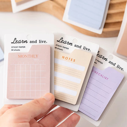 60 Pages Memo Pad Self-adhesive Mini List Note Paper Dual Daily Scheduler Planner Yearly Office Plan