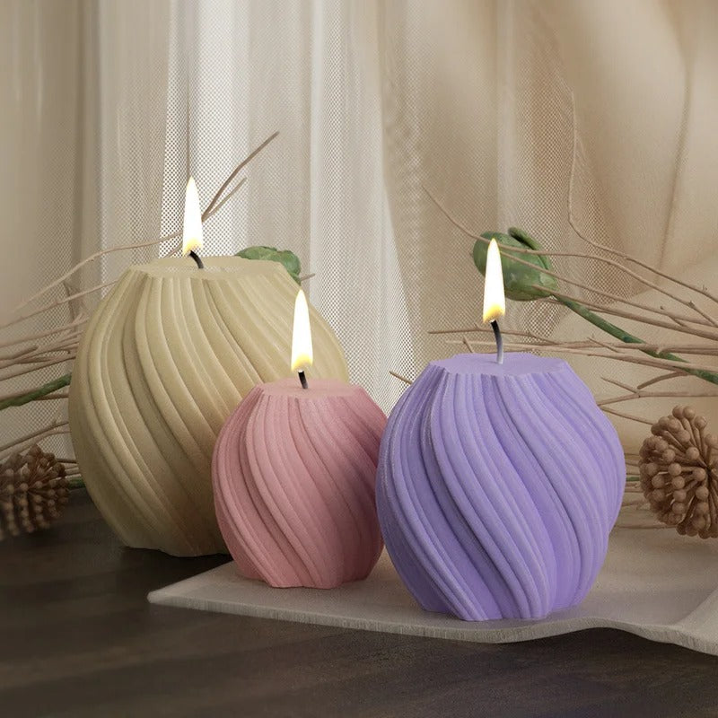Silicone Mold: 3D Rotating Pillar Candle Mold - Geometric Wave Silicone Mould