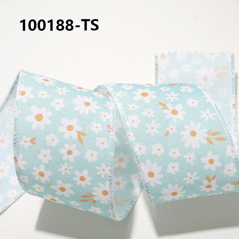 Easter Wired Edge Ribbon 63mm - 5 Yards for DIY Crafts