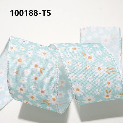 Easter Wired Edge Ribbon 63mm - 5 Yards for DIY Crafts
