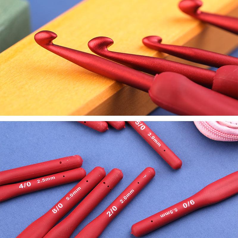 Crochet Hook: Ergonomic Red Crochet Hooks - 9PCS for Arthritic Hands