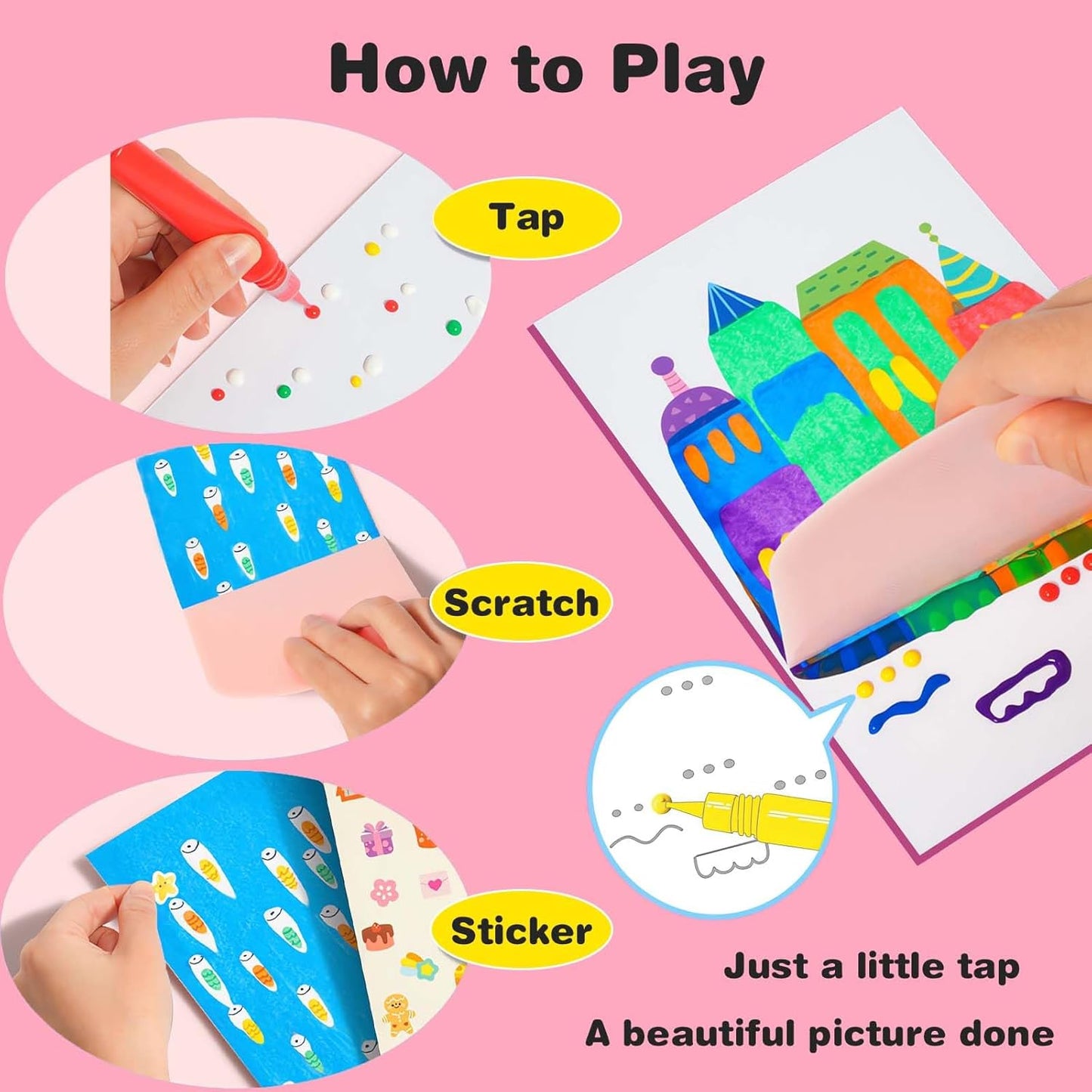 Art Set, Kids Scratch  - Fun Rainbow Painting & Dot Paper