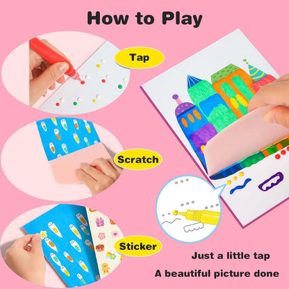 Art Set, Kids Scratch  - Fun Rainbow Painting & Dot Paper