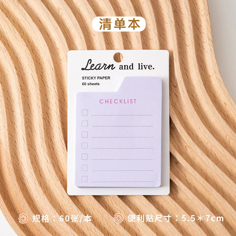 60 Pages Memo Pad Self-adhesive Mini List Note Paper Dual Daily Scheduler Planner Yearly Office Plan