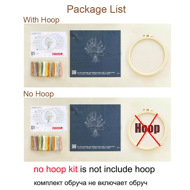Embroidery Set: Floral Cross Stitch Kit for Beginners