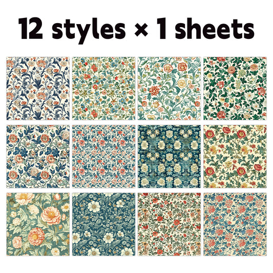 Vintage Decorative Paper: Floral Paper Sheets for Scrapbook & DIY Crafts