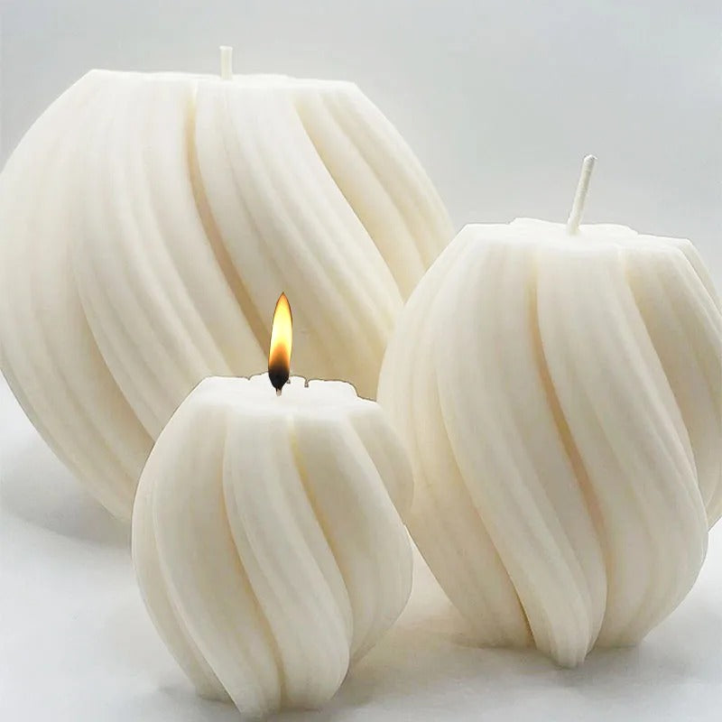 Silicone Mold: 3D Rotating Pillar Candle Mold - Geometric Wave Silicone Mould