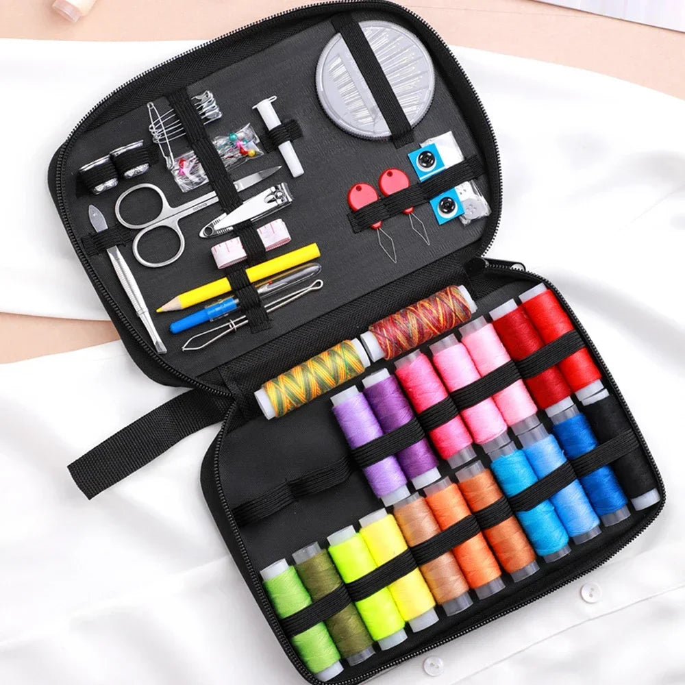 Sewing Kit: Threads, Needles, Scissors & More - Portable Set