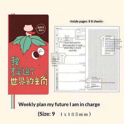 Kinbor Undated Weekly Planner Notebook, 2 Pages Per Week Illustrated Hardcover Journal with To-Do List, Portable Student Plan