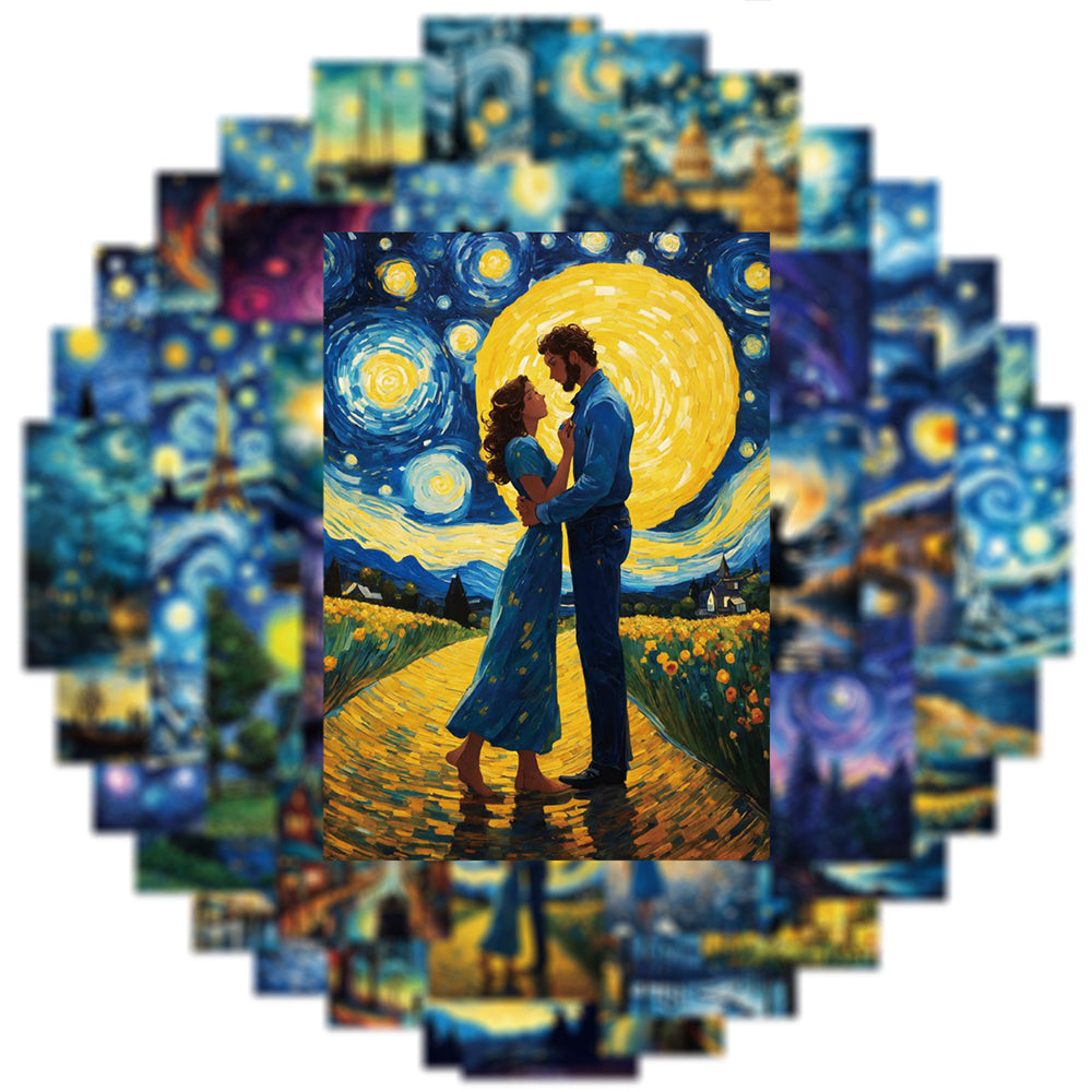Oil Painting: Van Gogh Starry Sky Stickers - 10/30/50pcs Art Decals