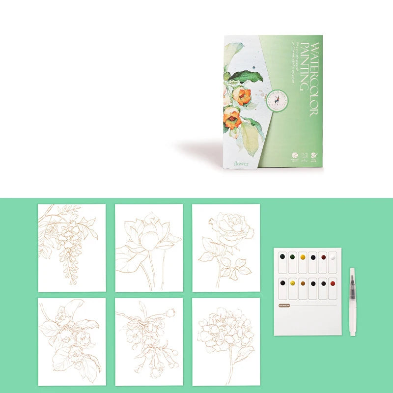 Watercolor Painting Sets - 6 Creative Kits with Paper & Pen