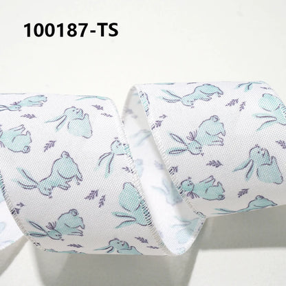 Easter Wired Edge Ribbon 63mm - 5 Yards for DIY Crafts