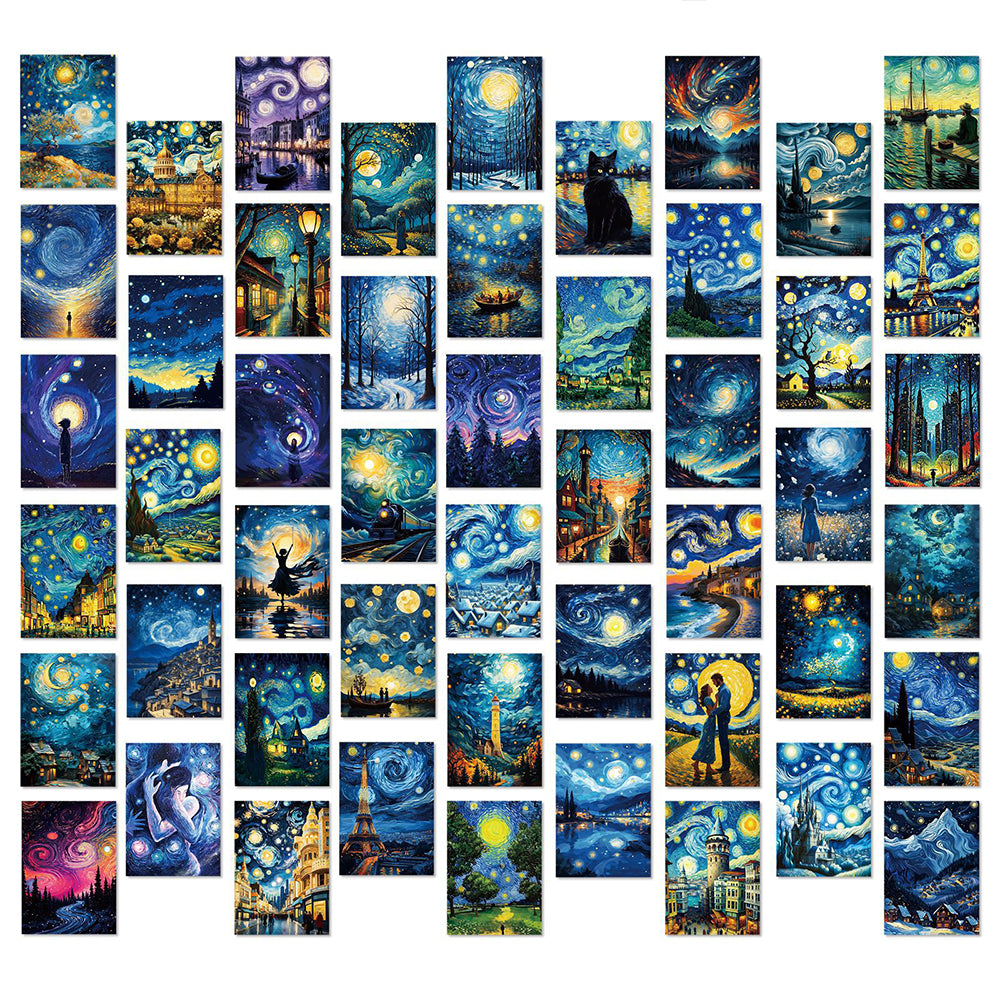 Oil Painting: Van Gogh Starry Sky Stickers - 10/30/50pcs Art Decals