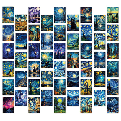 Oil Painting: Van Gogh Starry Sky Stickers - 10/30/50pcs Art Decals
