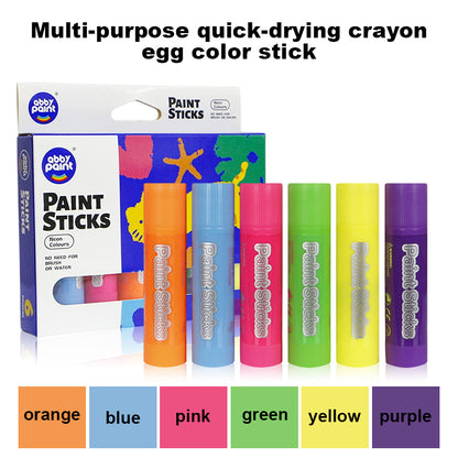 Oil Pastels: Neon Tempera Paint Sticks - No Mess, Quick Dry, Washable Fun
