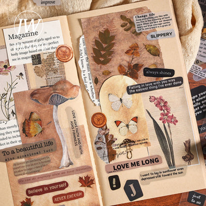 JIANWU Vintage Text PET Stickers - DIY Journal Stationery
