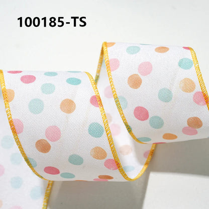Easter Wired Edge Ribbon 63mm - 5 Yards for DIY Crafts