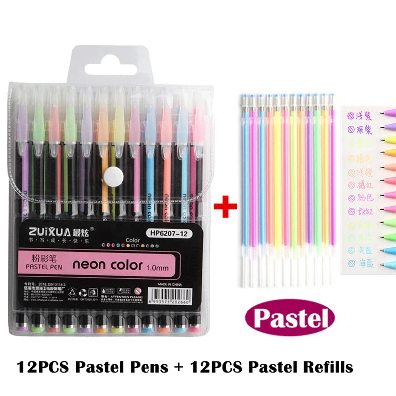 Gel Pens: Metallic Glitter Gel Pens 12/24Pcs for Art & Journals