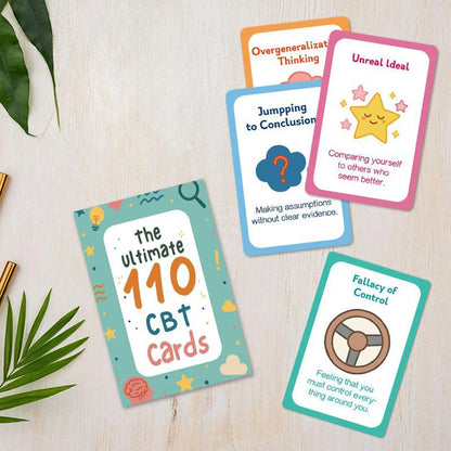 110pcs/set Cognitive Behavioral Therapy Cards CBT Flashcards Mindfulness Tools for Anxiety & Stress Relief, Adults Teens Therapy
