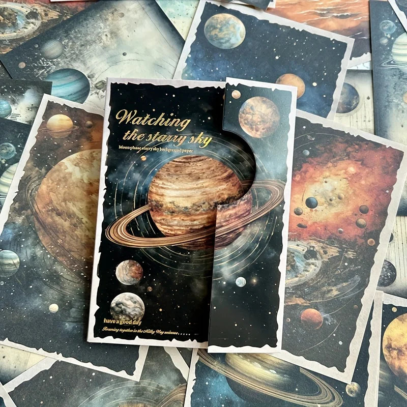 Lunar Starry Sky Scrapbooking Paper - 30 Sheets Retro Design