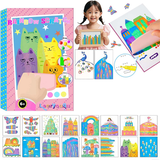 Art Set, Kids Scratch  - Fun Rainbow Painting & Dot Paper
