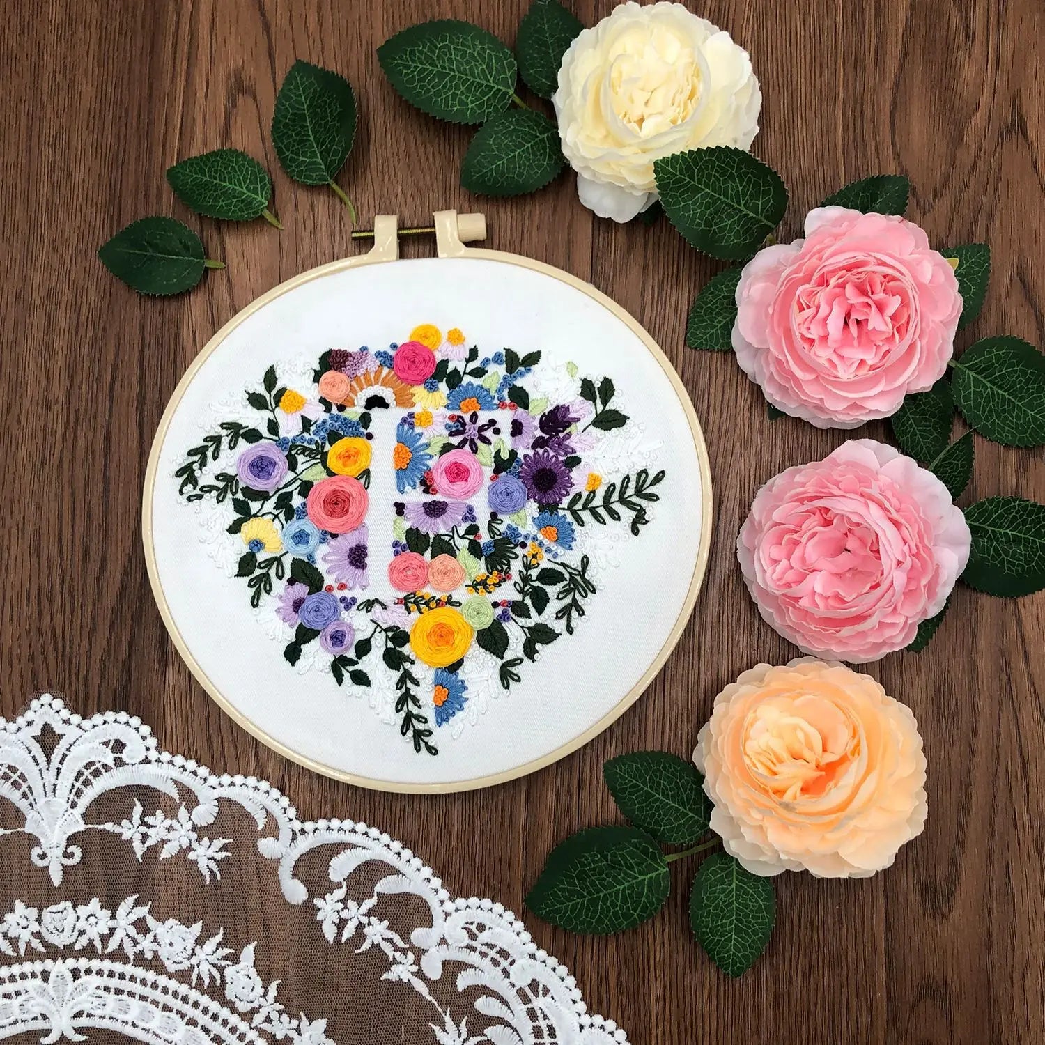 Embroidery Set: Floral Cross Stitch Kit for Beginners