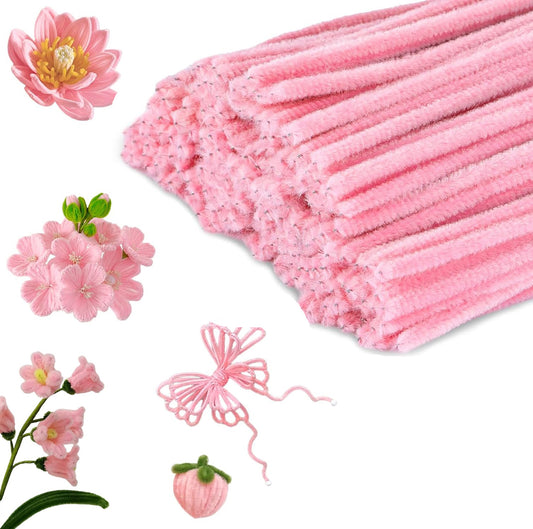 Pink Pipe Cleaners 100pcs - Craft Supplies & Chenille Stems