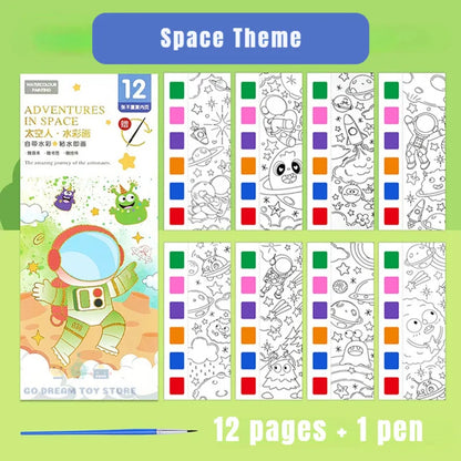 Watercolor Painting Book with Brush - Portable Art Fun