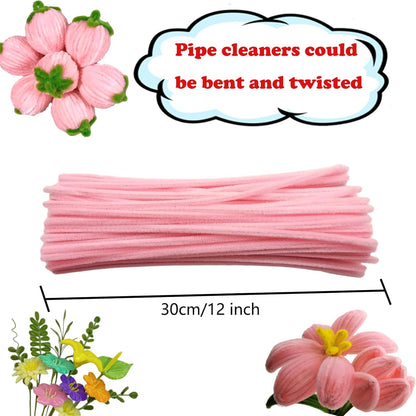 Pink Pipe Cleaners 100pcs - Craft Supplies & Chenille Stems