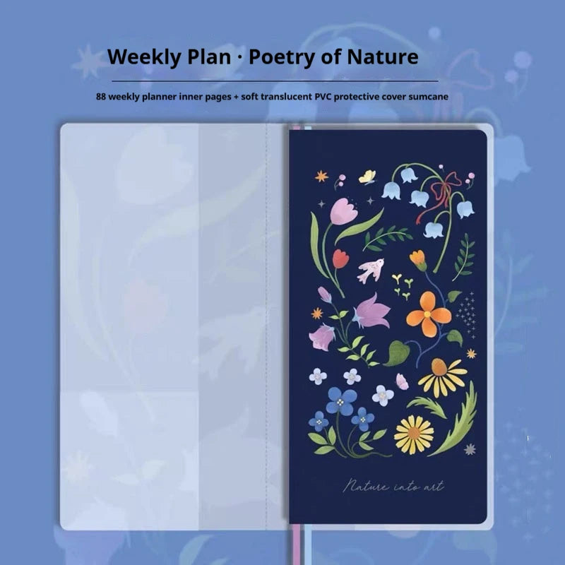 Kinbor Undated Weekly Planner Notebook, 2 Pages Per Week Illustrated Hardcover Journal with To-Do List, Portable Student Plan