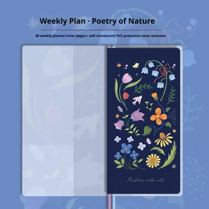 Kinbor Undated Weekly Planner Notebook, 2 Pages Per Week Illustrated Hardcover Journal with To-Do List, Portable Student Plan