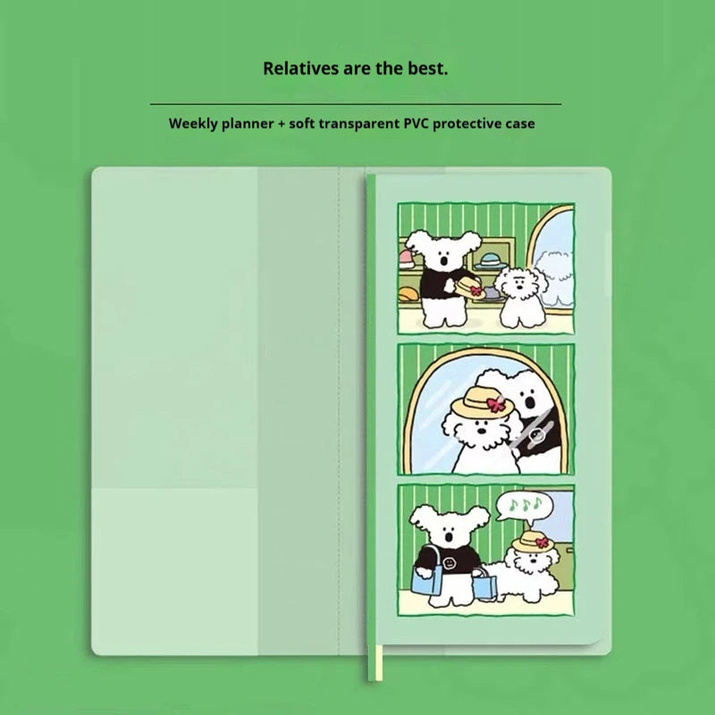 Kinbor Undated Weekly Planner Notebook, 2 Pages Per Week Illustrated Hardcover Journal with To-Do List, Portable Student Plan