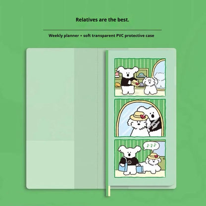 Kinbor Undated Weekly Planner Notebook, 2 Pages Per Week Illustrated Hardcover Journal with To-Do List, Portable Student Plan