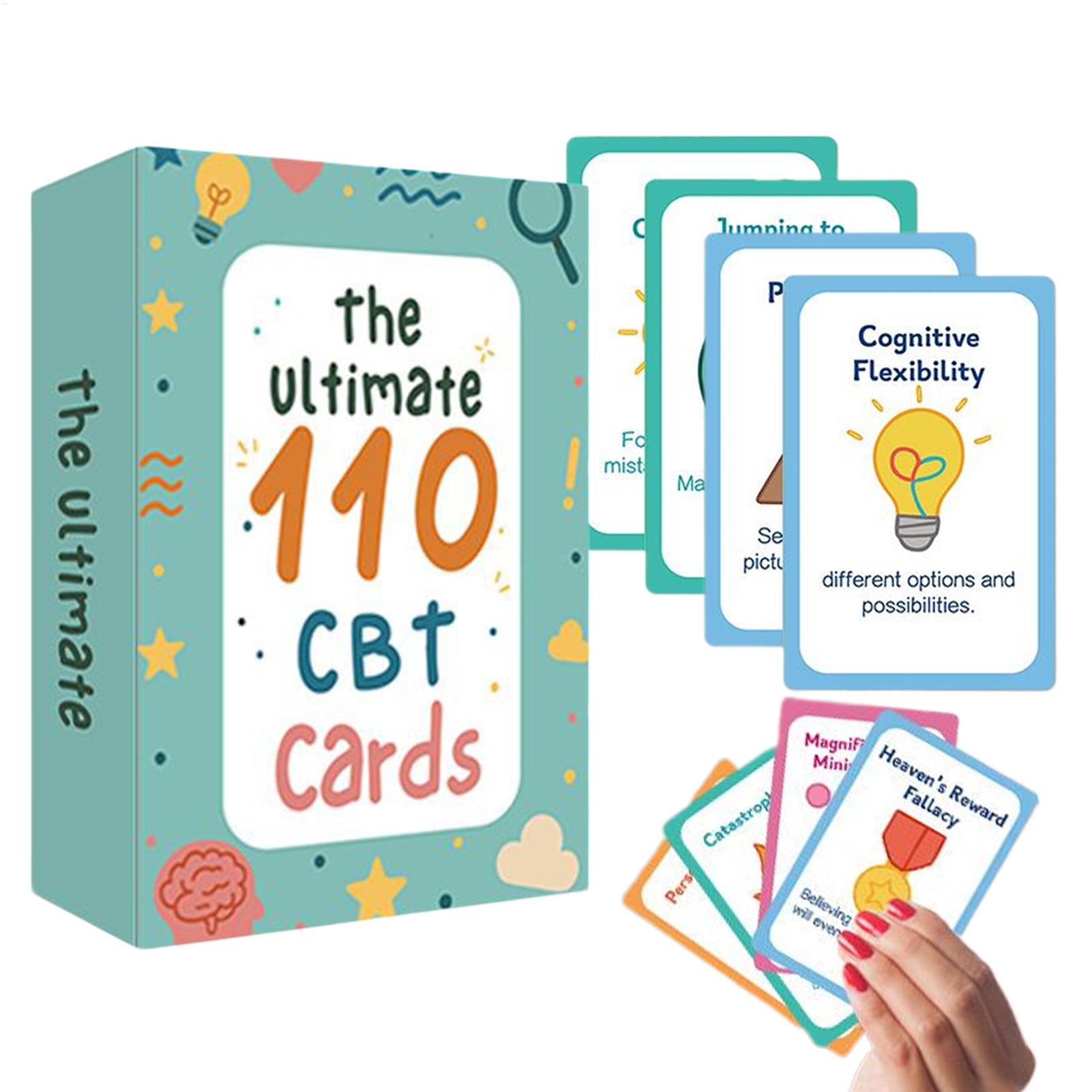 110pcs/set Cognitive Behavioral Therapy Cards CBT Flashcards Mindfulness Tools for Anxiety & Stress Relief, Adults Teens Therapy