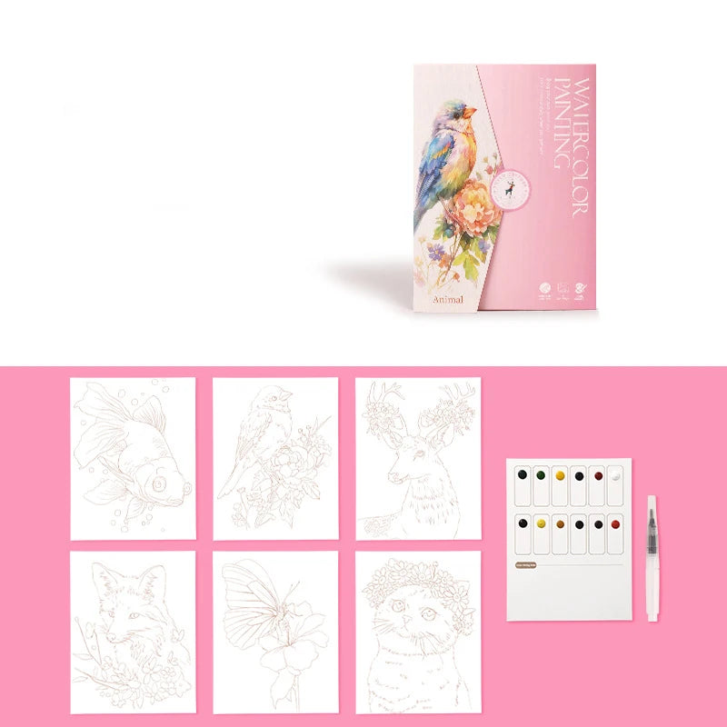 Watercolor Painting Sets - 6 Creative Kits with Paper & Pen