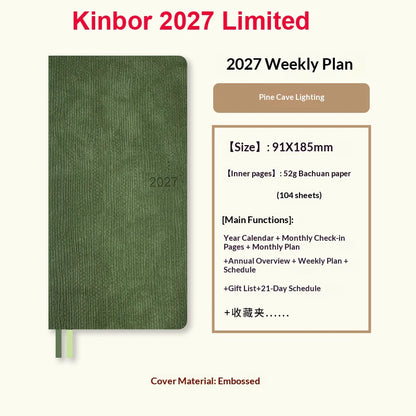 Kinbor Undated Weekly Planner Notebook, 2 Pages Per Week Illustrated Hardcover Journal with To-Do List, Portable Student Plan